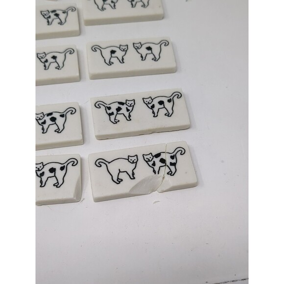 Vintage 1992 Meowminoes Cat Dominoes Game Missing and Broken Tiles Incomplete - Picture 5 of 10